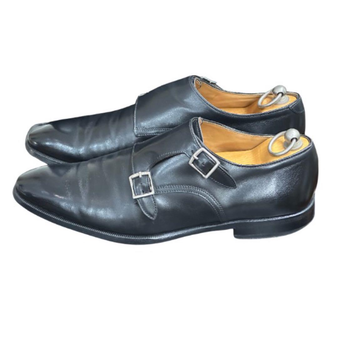 【USED】W.GIBBS 伊製 ダブルモンクストラップ 黒 カーフ 411\2