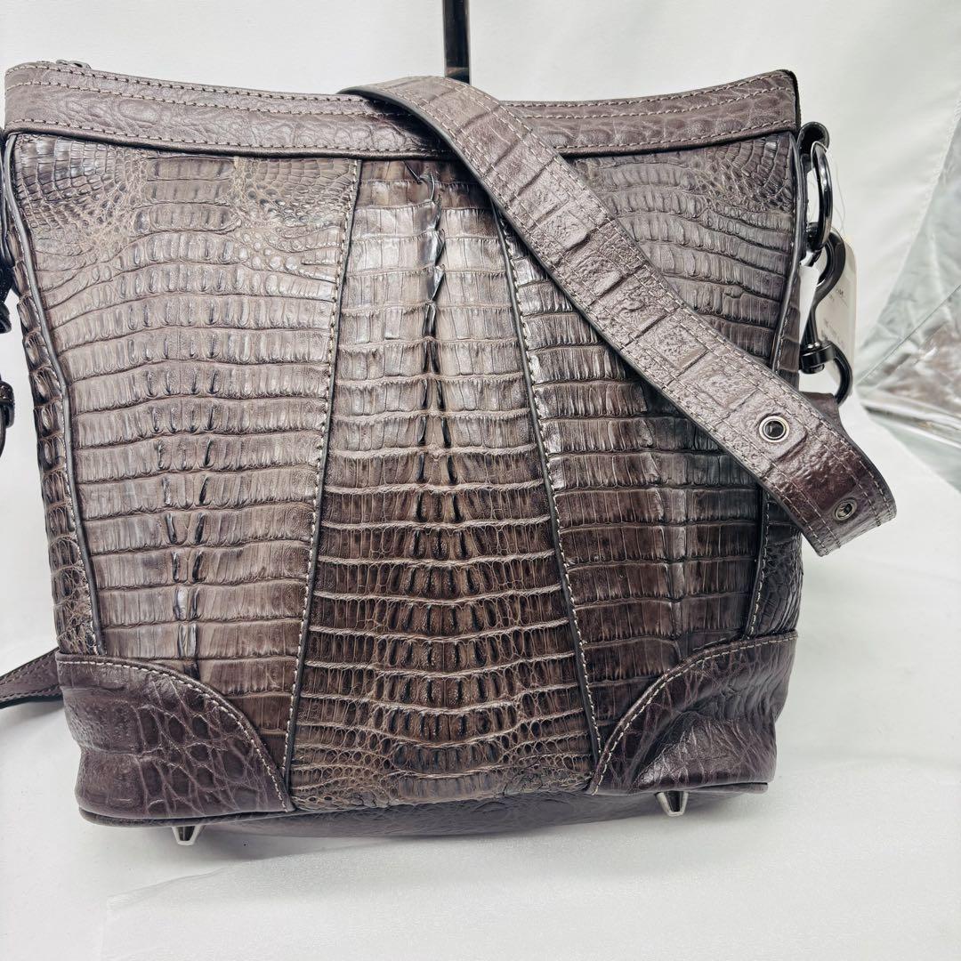 美品　カイマンワニ　レザー　クロコダイル　ショルダーバッグ　ワニ革　2way