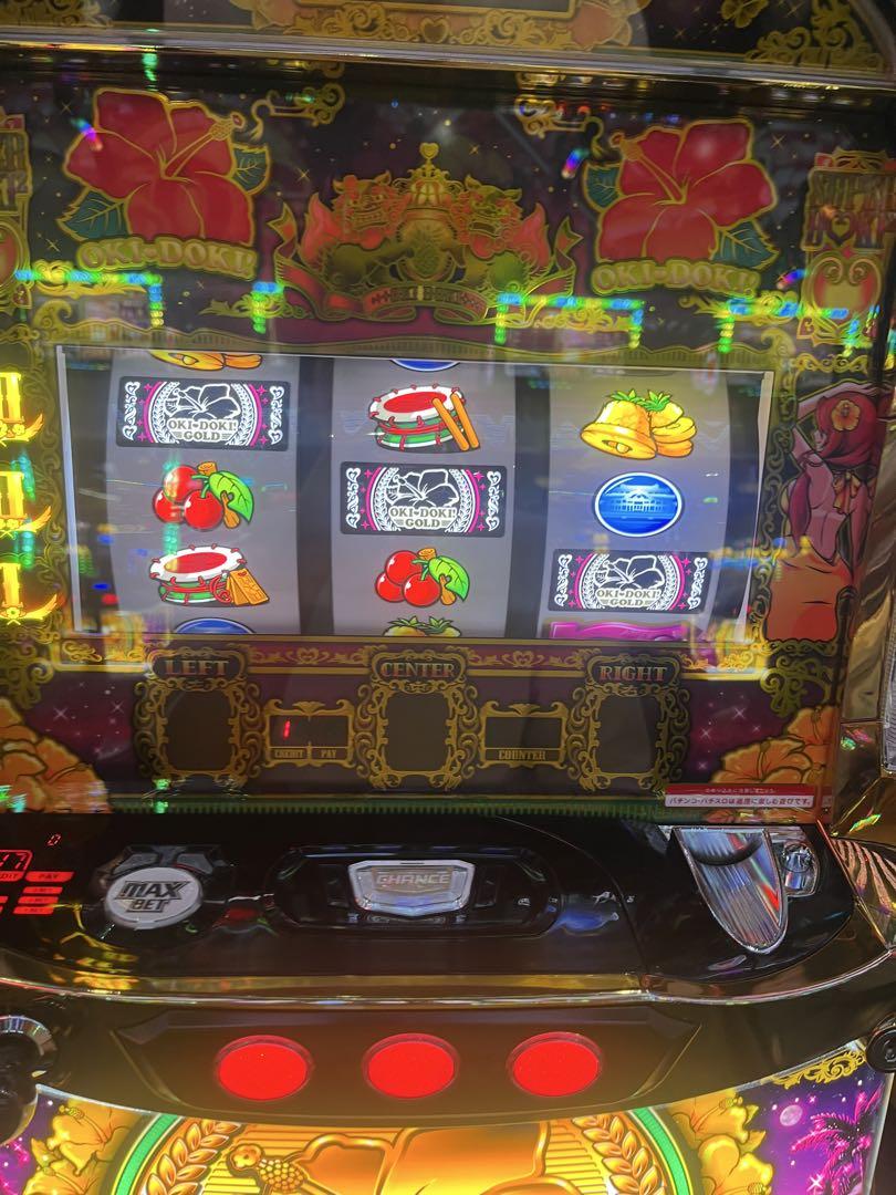 パチスロ実機 沖ドキゴールド 4wayオートプレイ不要機付　データカウンター付き