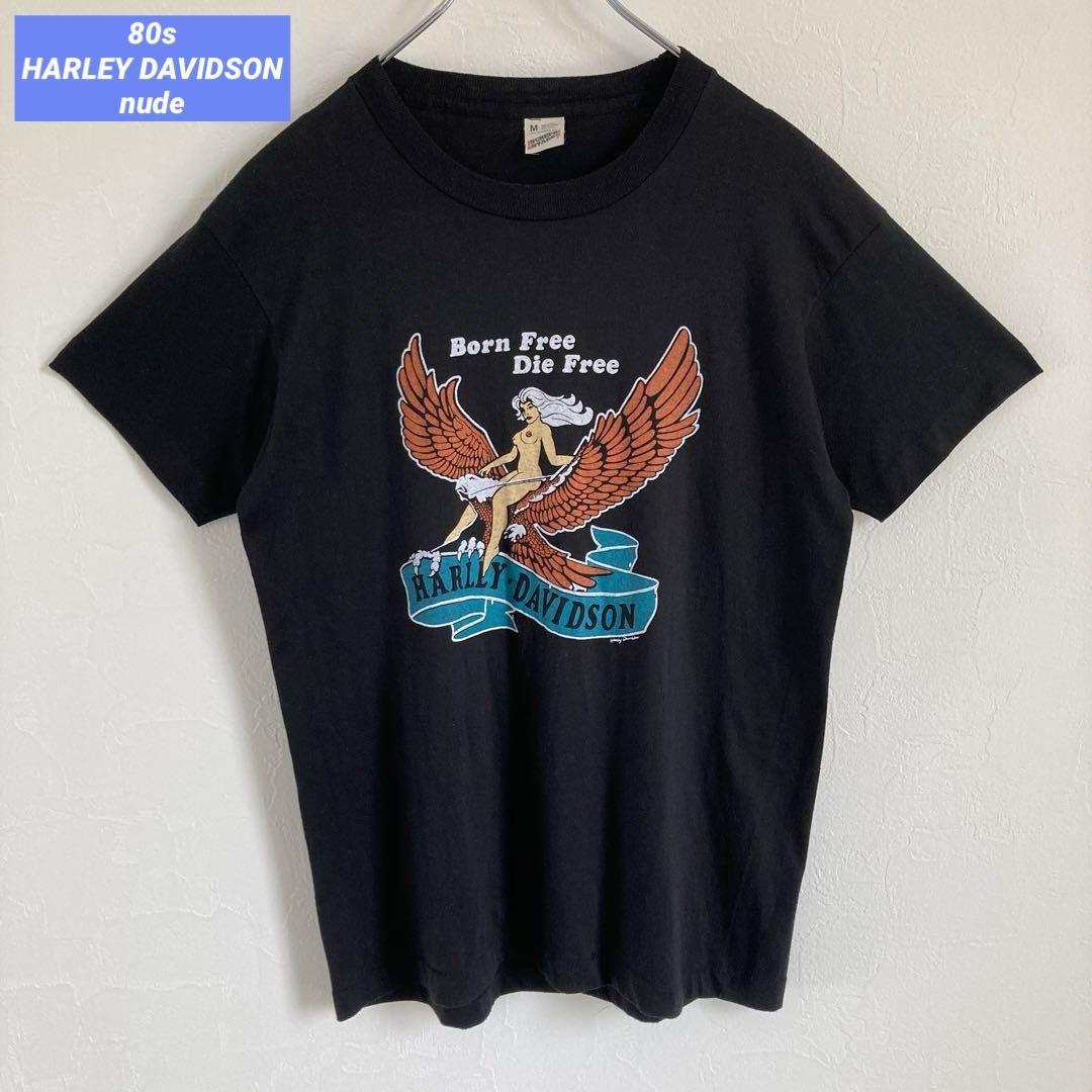 素敵でユニークな ヌード DAVIDSON HARLEY 希少 80s Tee USA製 イーグル トップス