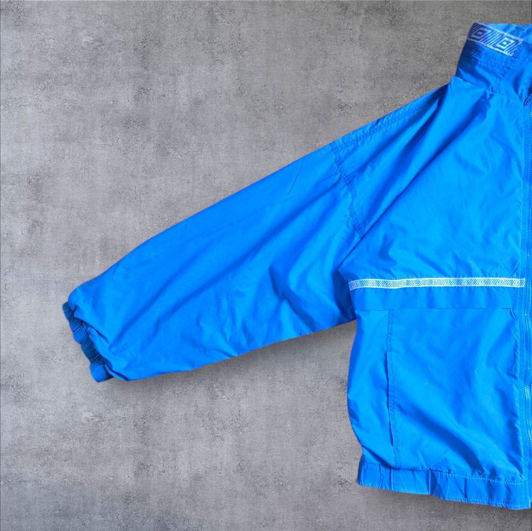 90s Umbro ナイロントラックジャケット 刺繍ロゴ アイスブルー