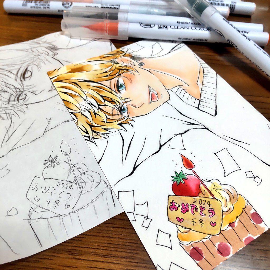 オリジナル構図 ポスカ 手描きイラスト 完成♪ オリジナル構図 手描きイラスト 原画 ポスカ 手描きイラスト