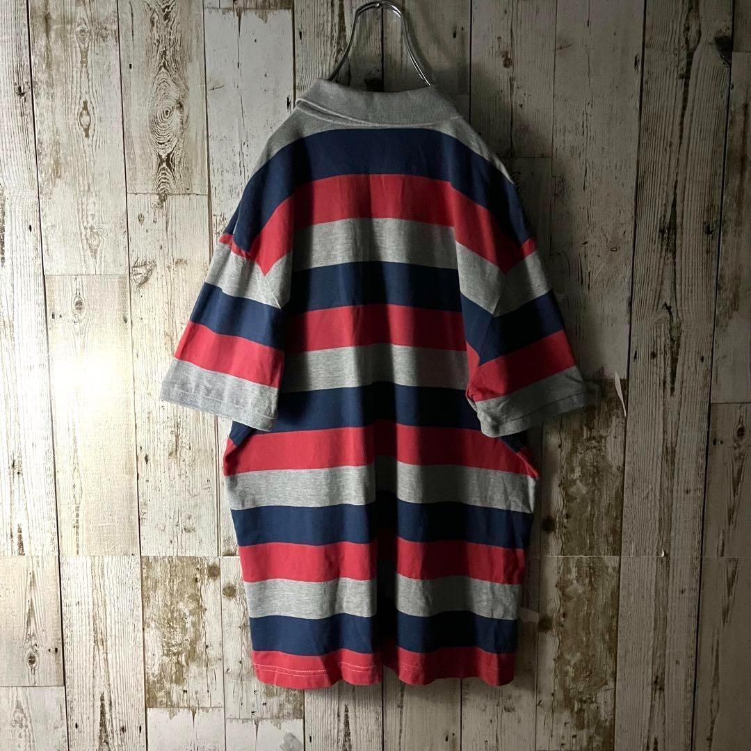 【良配色ボーダー】OLD GAP ギャップ 半袖ポロシャツ ゆるダボ XL