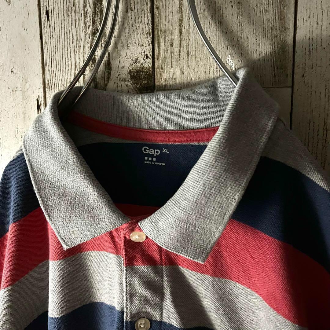 【良配色ボーダー】OLD GAP ギャップ 半袖ポロシャツ ゆるダボ XL