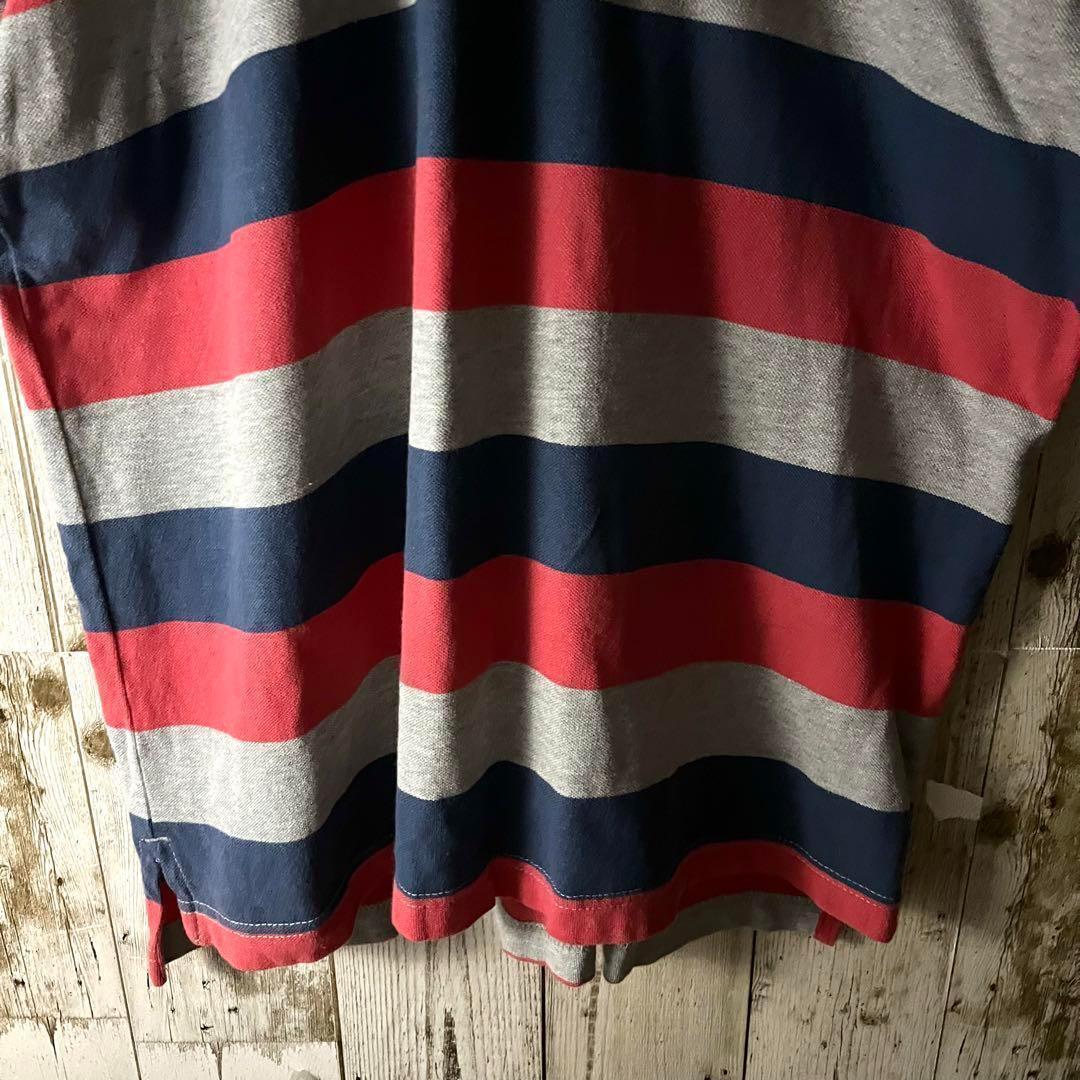 【良配色ボーダー】OLD GAP ギャップ 半袖ポロシャツ ゆるダボ XL
