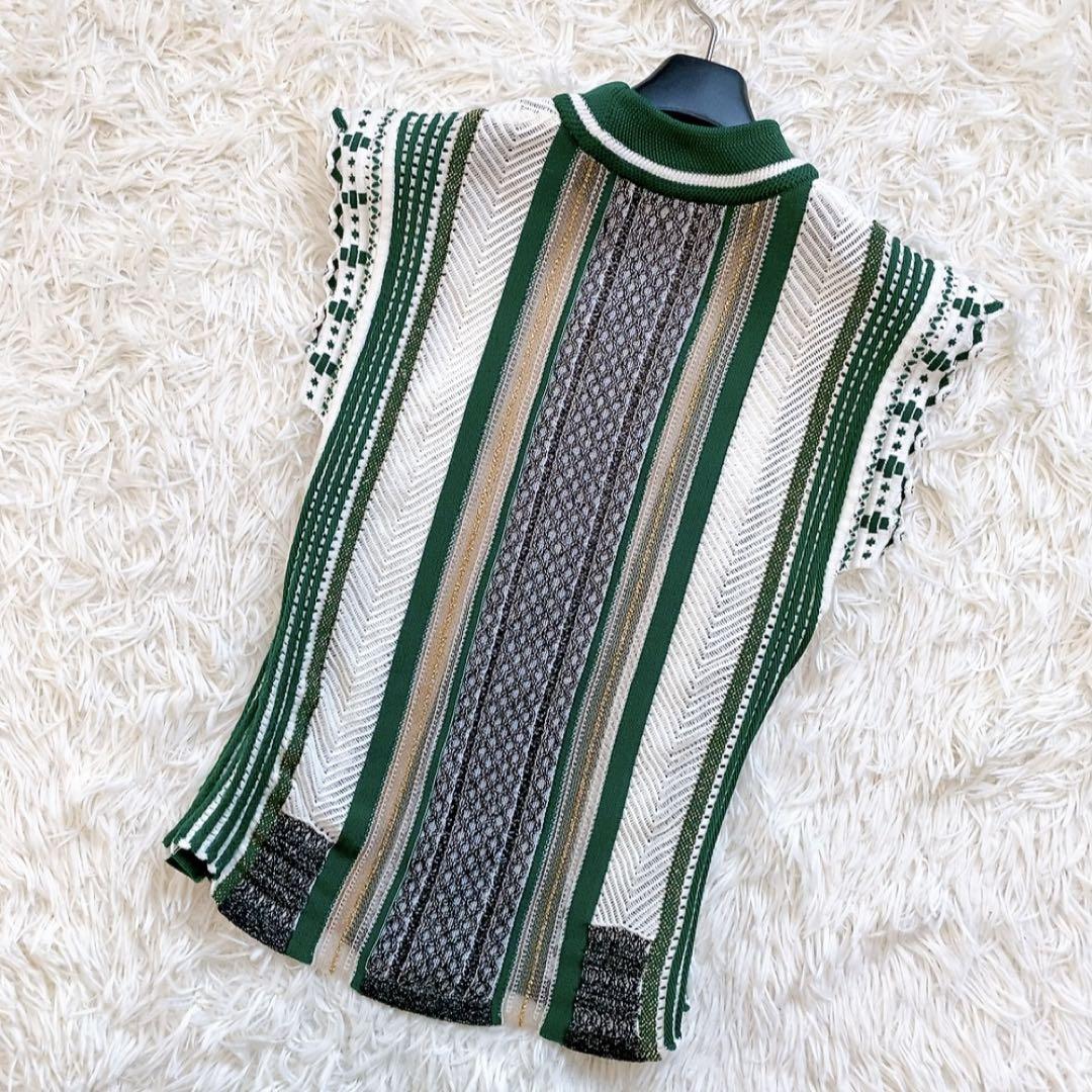 【美品】マメクロゴウチ Net Stripe tops ニット ラメ 人気