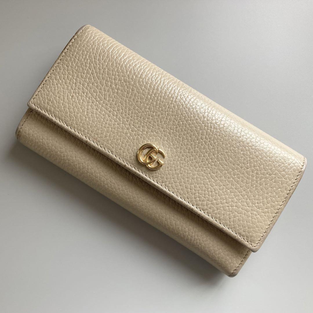 希少 限定 GUCCI グッチ GG マーモント 長財布 レディース ベージュ