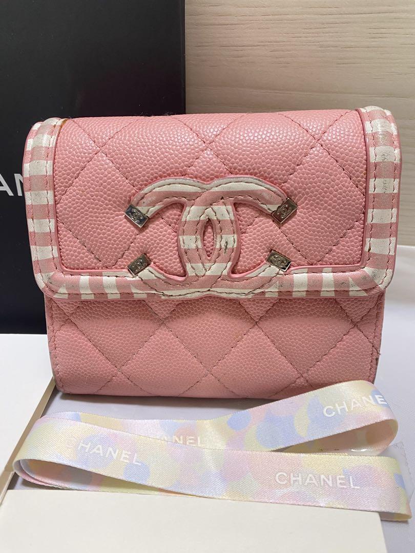 CHANEL CCフィリグリーキャビアスキン ミニウォレットミニ財布マリン