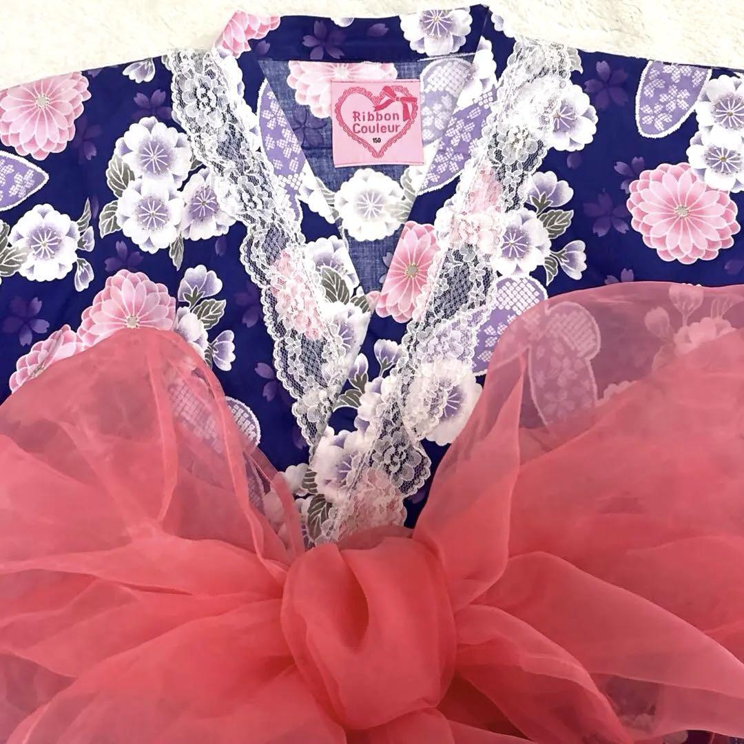 【美品】150 ラメ 姫ギャル浴衣 甚平 地雷系 量産型y2k 平成 浴衣ドレス 美品】150 ラメ 姫ギャル浴衣 甚平 地雷系 量産型y2k 平成 浴衣