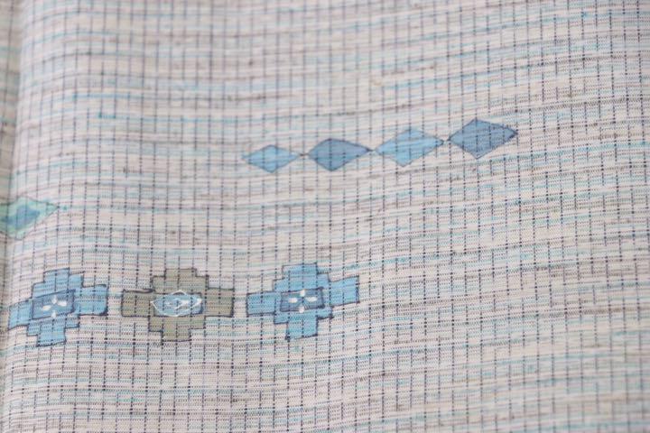 紬】ひし形模様 しつけ糸有 浴衣/水着 ハンドメイド 紬】しつけ糸有