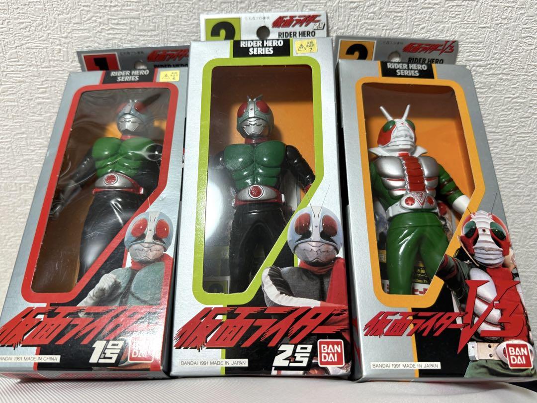 BANDAI - 石森プロ1989年日本製仮面ライダー1号2号V3ソフビ