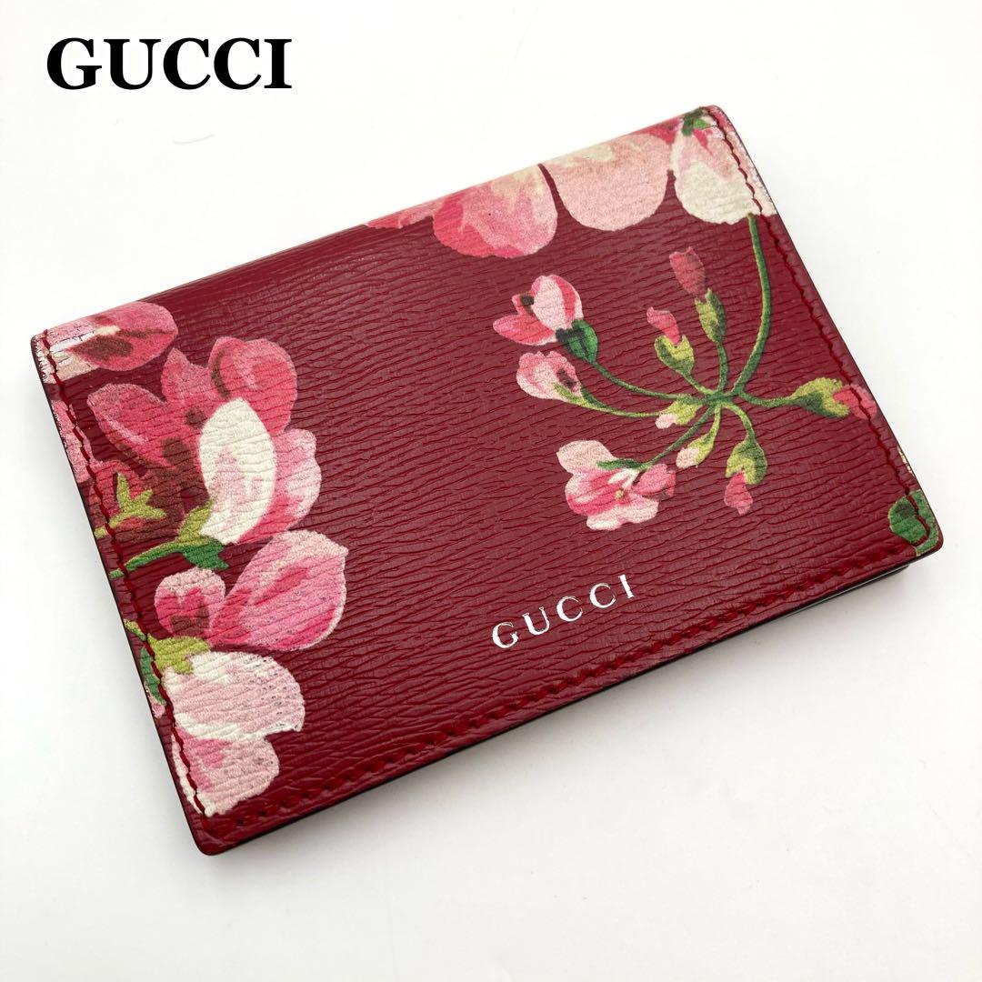 激レア！極美品✨ GUCCI パスケース ミニ財布 ブルームス 花柄 赤 本革