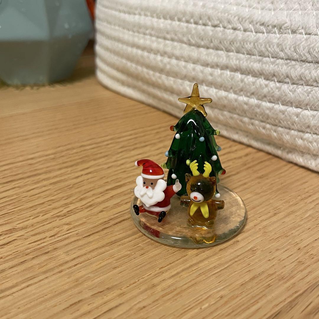 ガラス製クリスマス飾り サンタとトナカイ