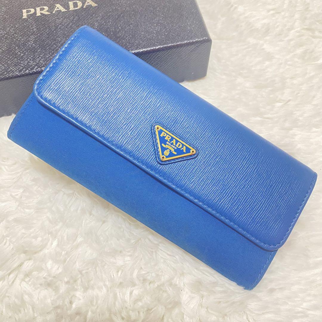 極美品】希少 PRADA 長財布 ヴィッテロムーブ ナイロン ブルー 三角