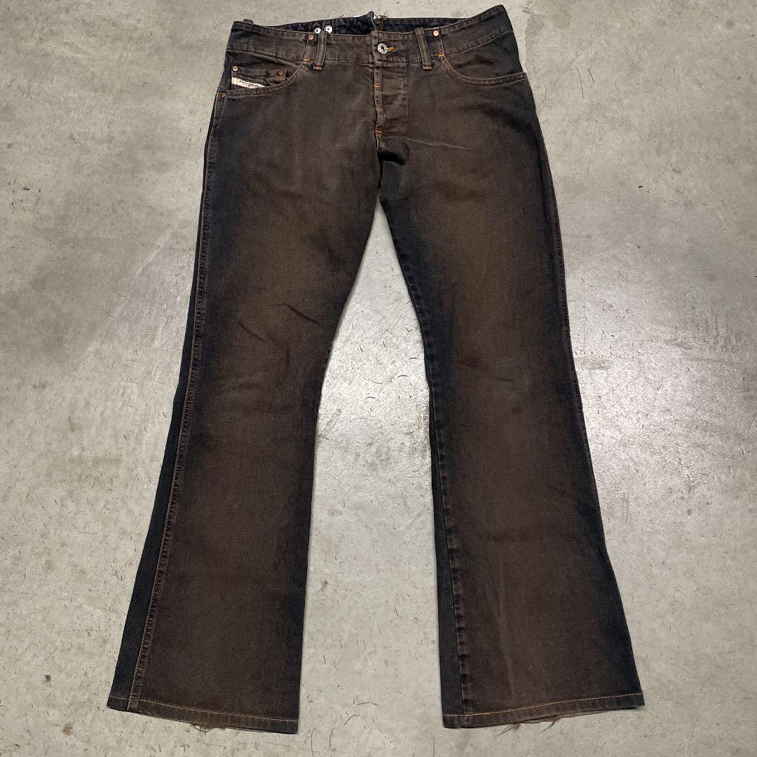 グレイ系,S高級ブランド vintage イタリア製 DIESEL フレア ブラック 『サイバーパンク 【即発送】早い者勝ち‼️DIESELワイドデニム デニム/ジーンズ