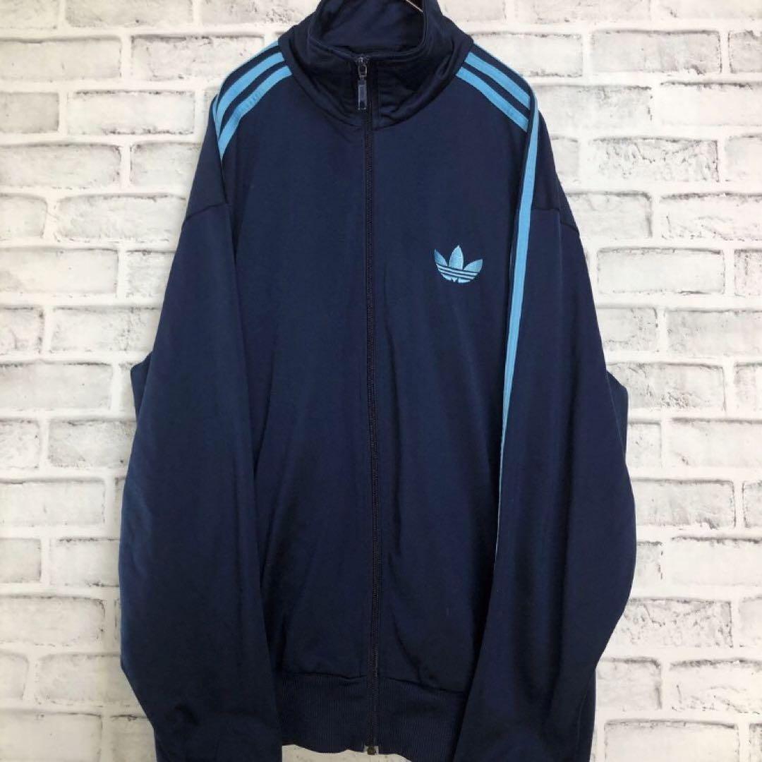 希少4XL⭐️90s adidas トラックジャケット 刺繍 vintage 青紺