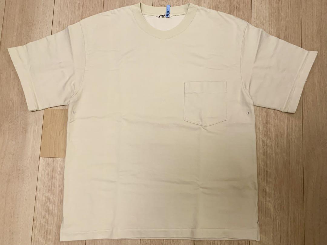 AURALEE オーラリー ベージュバスクTシャツ 左胸ポケット 微小シミあり