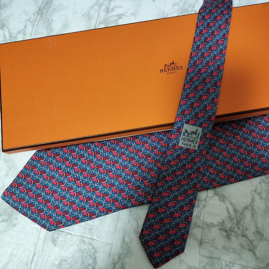 【美品】HERMES 100% SILK ネクタイ 5,264円