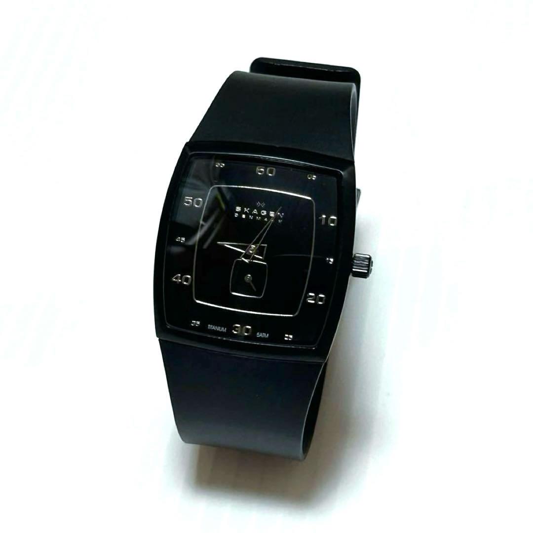 稼動品 スカーゲン SKAGEN 腕時計 メンズ レディース スクエア ブラック