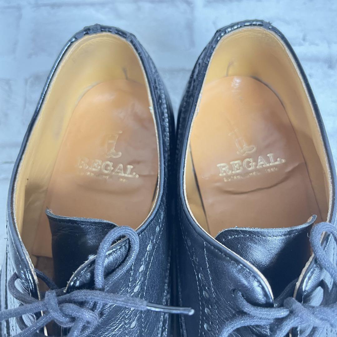 【美品】 REGAL JU19 ウィングチップ メダリオン ブラック レザー