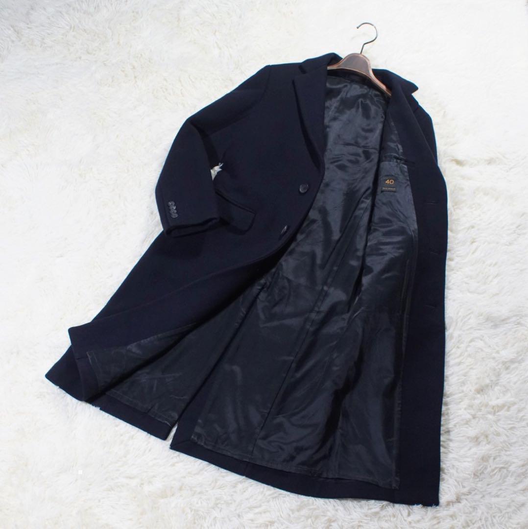 美品 カシミヤ《SCYE BASICS》チェスターコート(40)ネイビー ロング