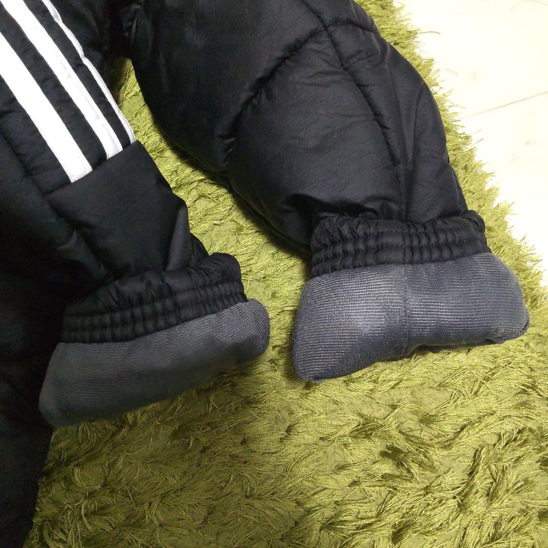 adidas アディダス ベンチコート 130 3本 ライン ブラック 中綿