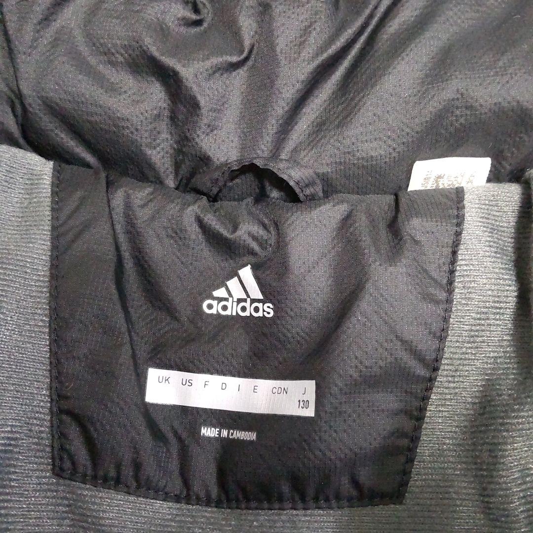 adidas アディダス ベンチコート 130 3本 ライン ブラック 中綿