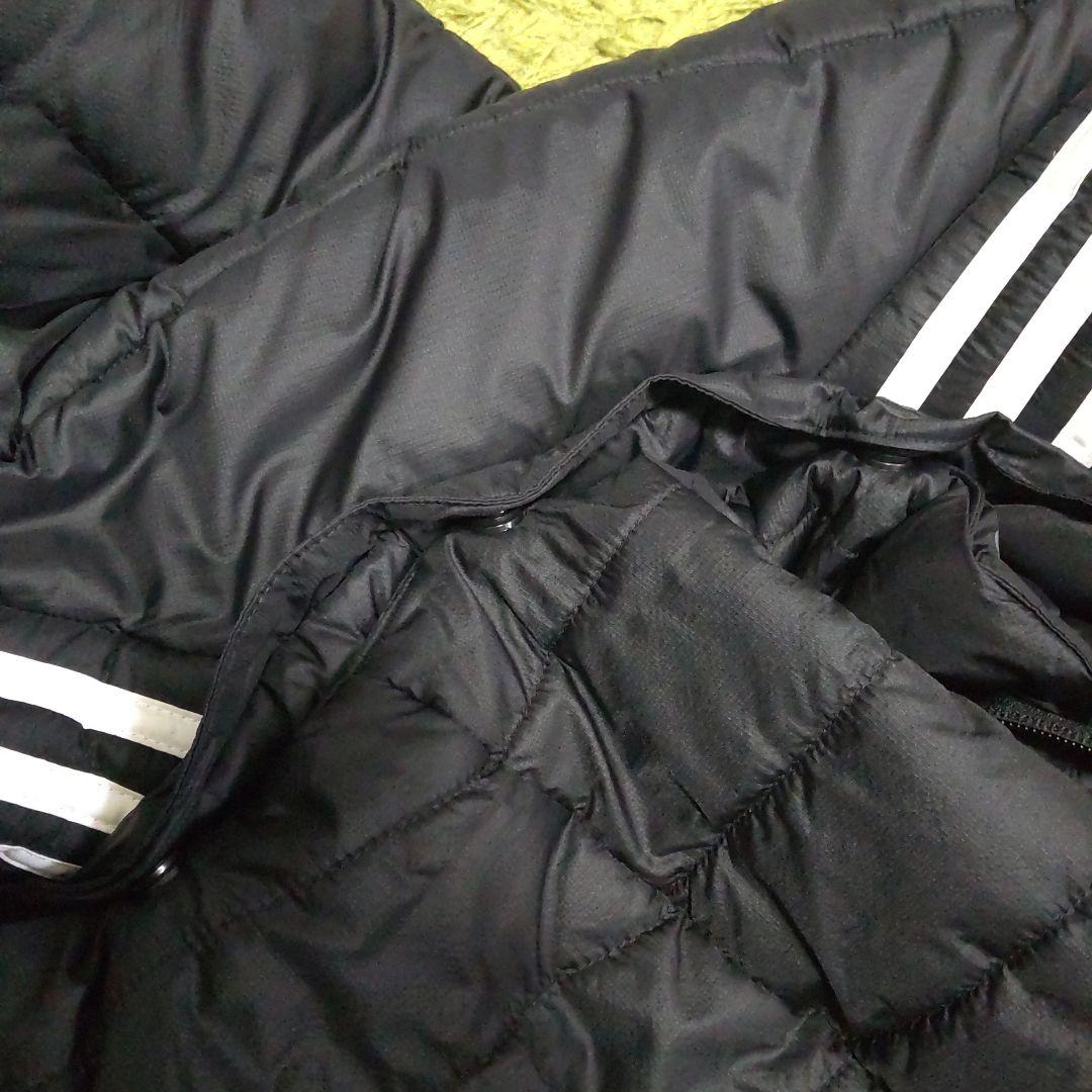 adidas アディダス ベンチコート 130 3本 ライン ブラック 中綿