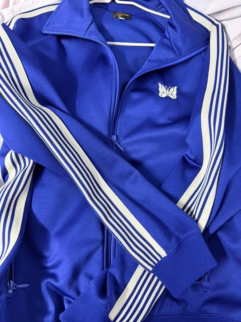 Needles ニードルズ 蝶刺繍 ブルーストライプ トラックジャケット L