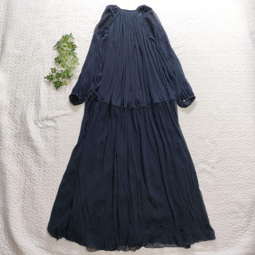 おすすめ☆ CHLOE シルククレープ マキシワンピース CHLOÉ シルククレポン＆クレープ マキシワンピース ラッフル付き