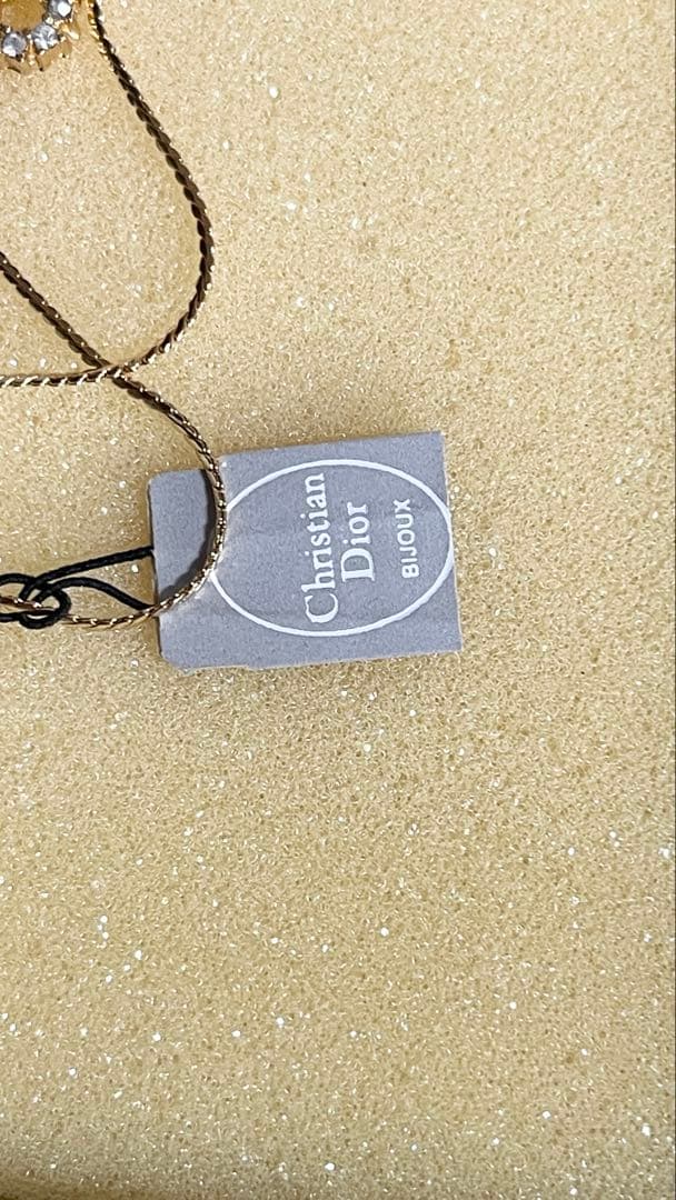 新品 ディオール Dior ネックレス ハート ロゴ ラインストーン ゴールド