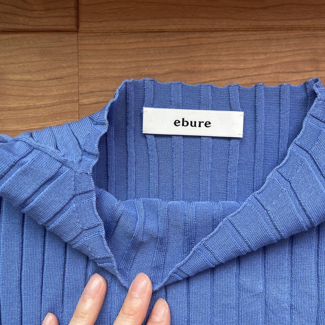 ebure 青 リブ編み 半袖Tシャツ - メルカリ