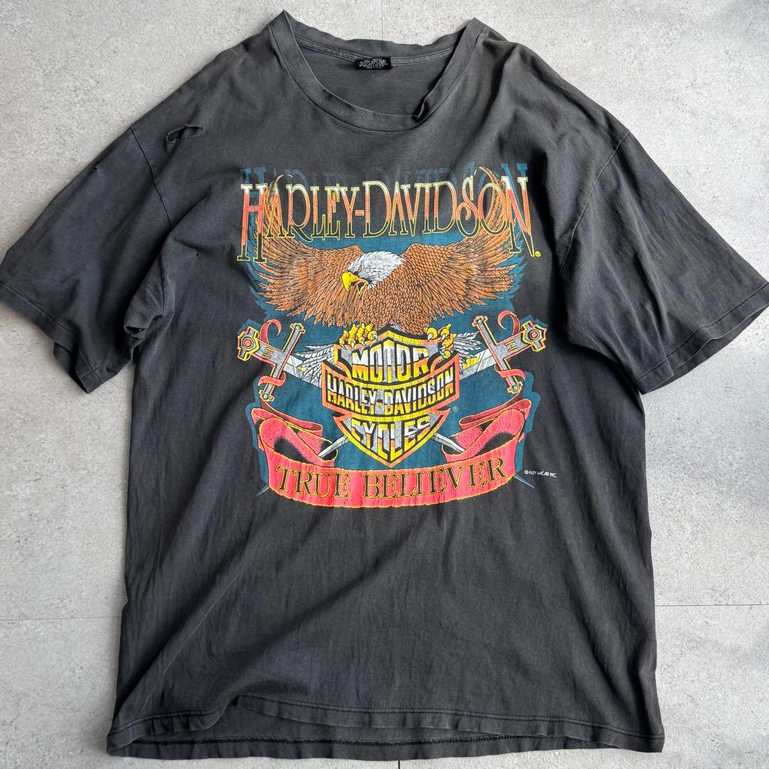 特大 イーグル 90s ハーレー Tシャツ 米国製 ブラック XL