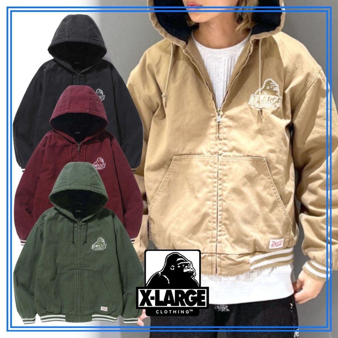 X-LARGE バーガンディ フード付きパーカー　サイズＸＬ