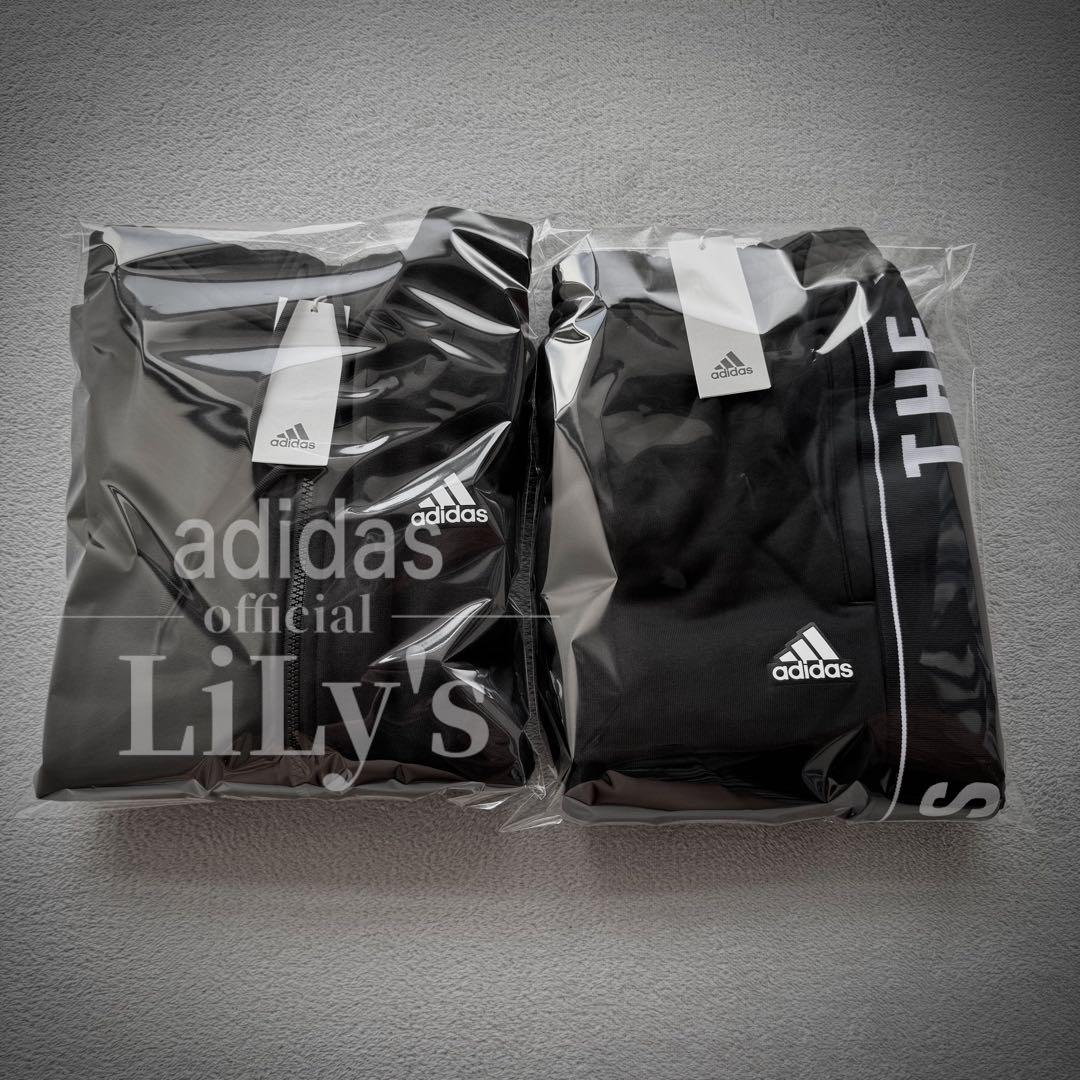 新品　adidasセットアップ　XLサイズ　スリーストライプス　黒白
