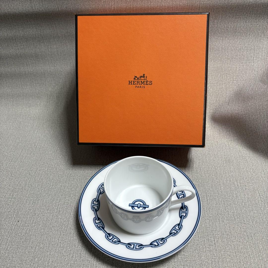 HERMES　シェーヌダンクル　ティーカップ&ソーサー　口径　7.7cm