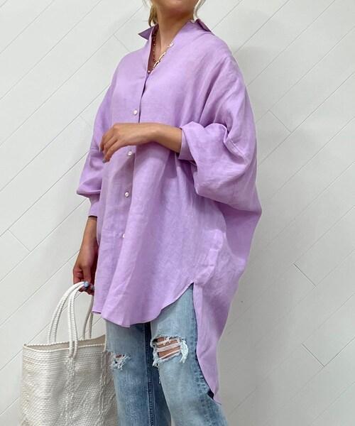 【新品22SS】ウヴラージュクラス　リネンビッグシルエット　長袖　ラベンダー