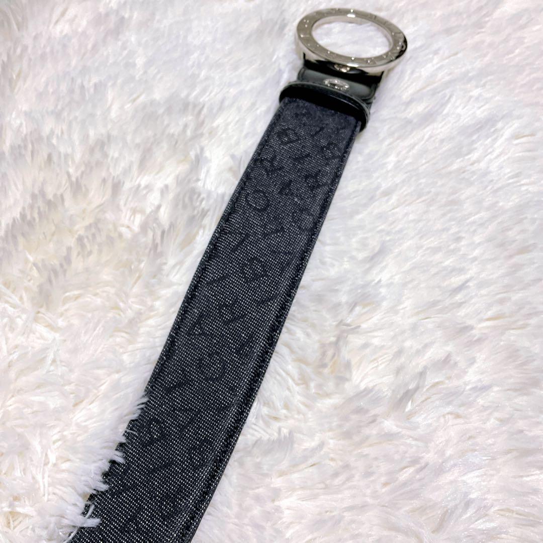 美品　ブルガリ　サークルロゴ　ベルト　ビーゼロワン　レザー　シルバー　黒　調整可 ⭐︎美品⭐︎ブルガリ ベルト ビーゼロワン サークルロゴ
