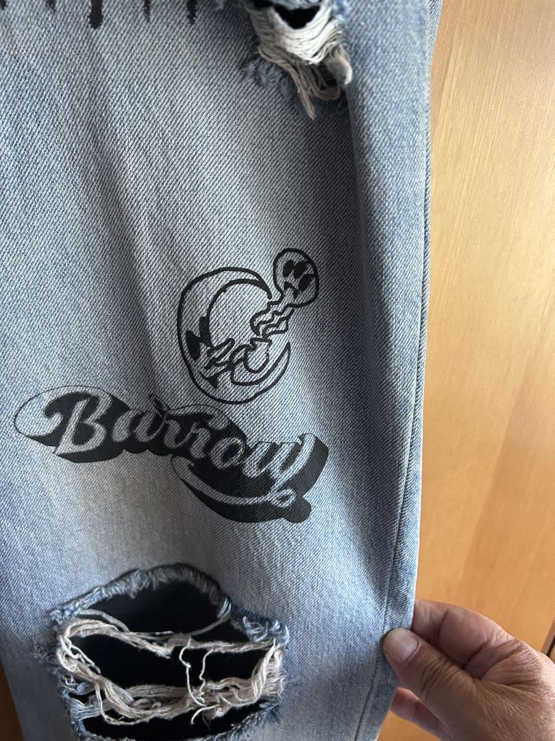 barrowグラフィックデザイン デニムダメージパンツ
