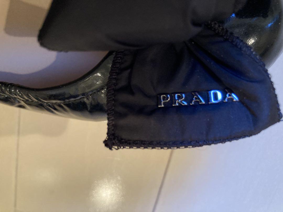 PRADA ブラック リボン バレエシューズ