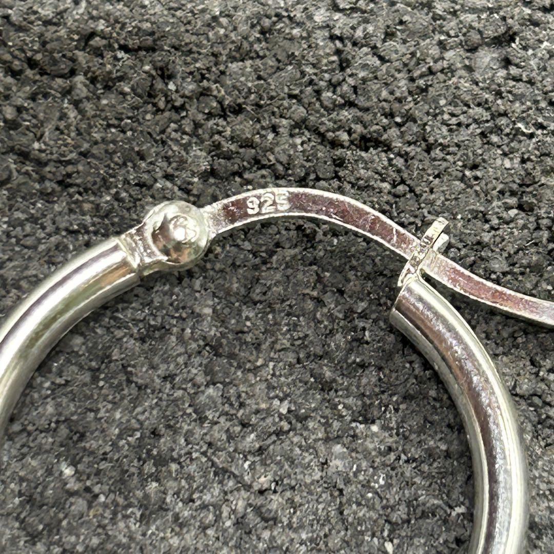 シルバー925 Silver ワイドプレーンフープピアス/軽研磨仕上げ/両耳