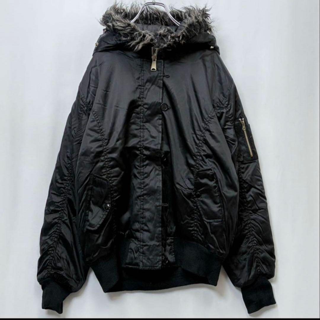 MEMBER\'S PROPERTY 黒ジャンパー ファー付き黒 XL 古着