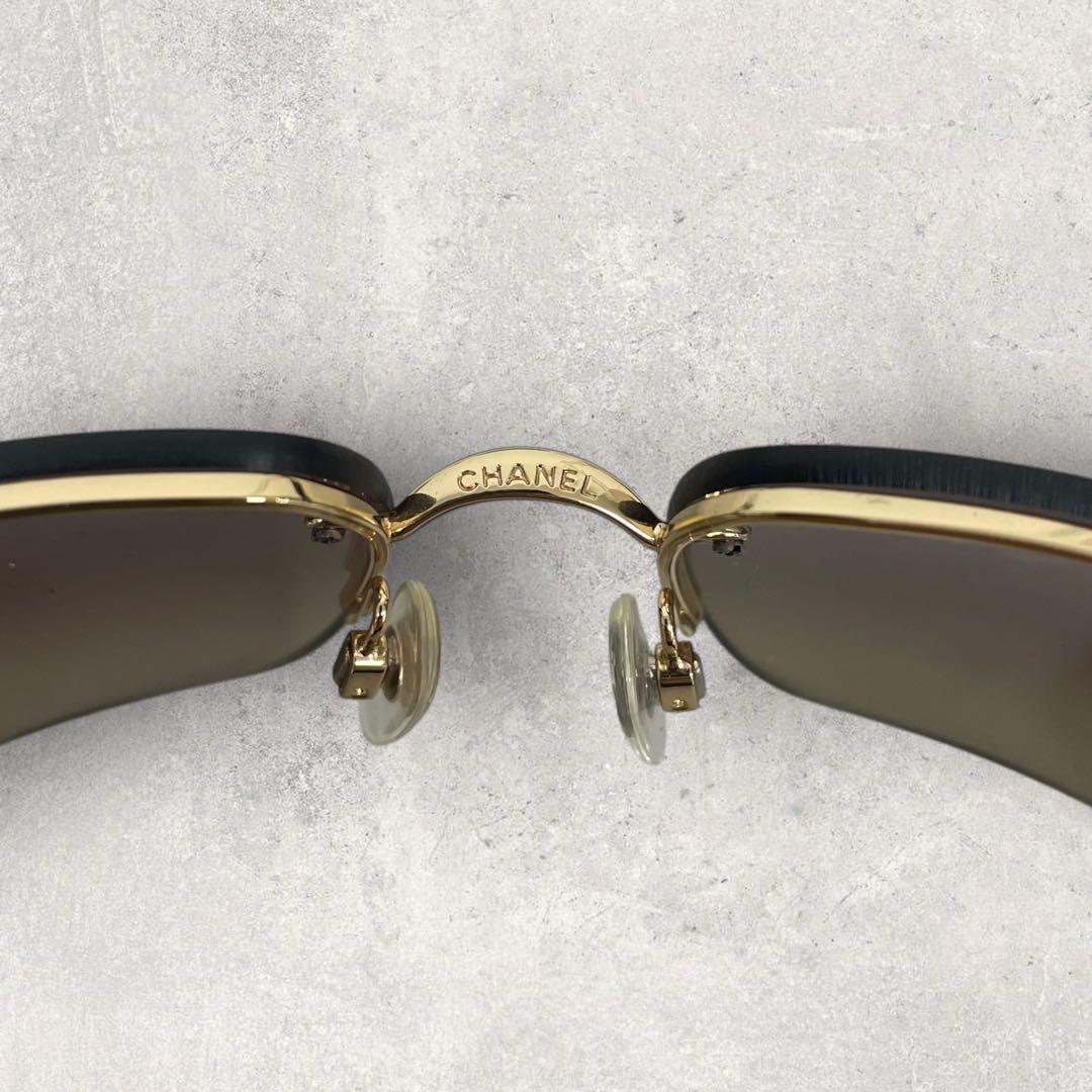 CHANEL リムレス サングラス ブラウン ココマーク ラインストーン