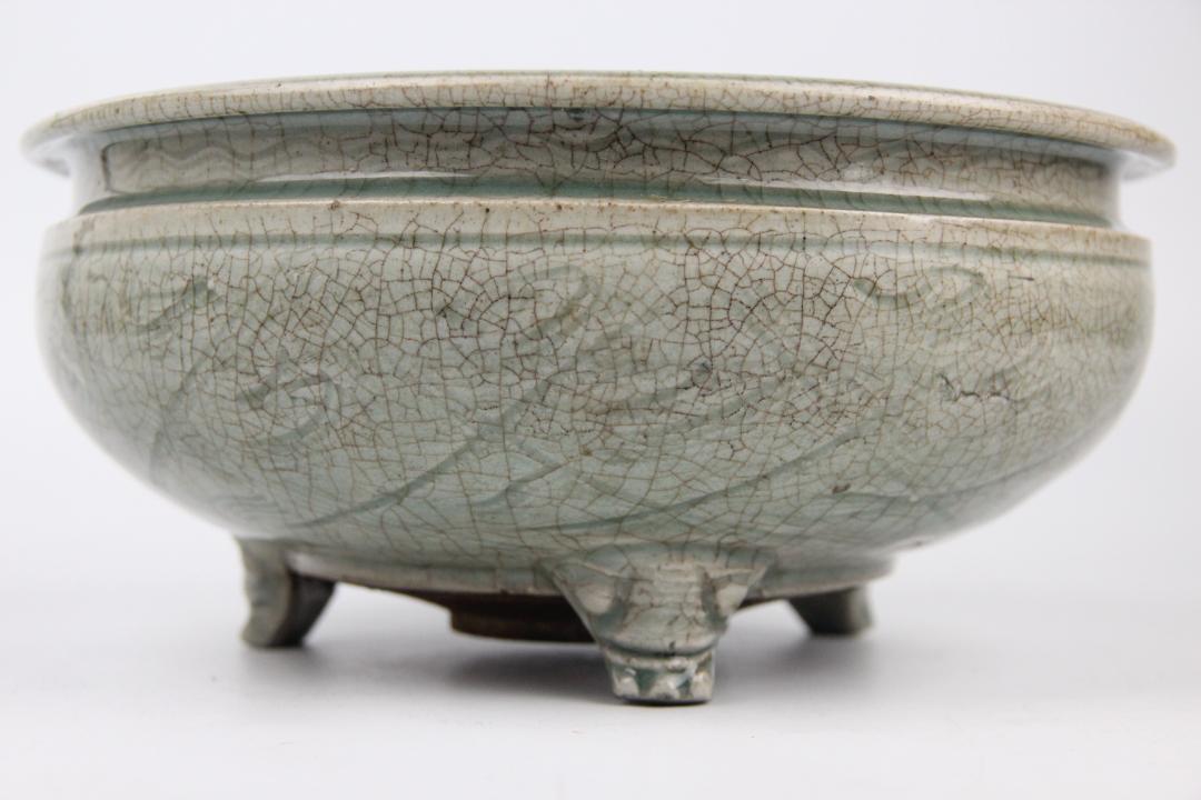 時代 天龍寺青磁 香炉 唐物 中国美術 七官青磁 大香炉 台付JL21-12 画像12