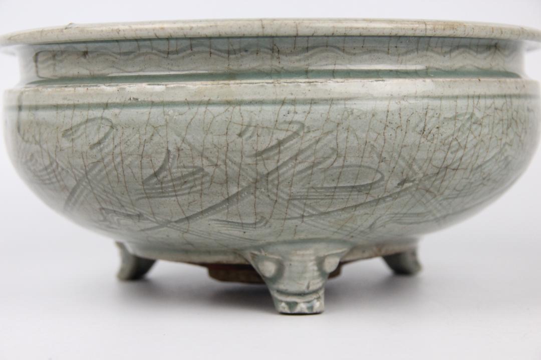 時代 天龍寺青磁 香炉 唐物 中国美術 七官青磁 大香炉 台付JL21-12 画像13