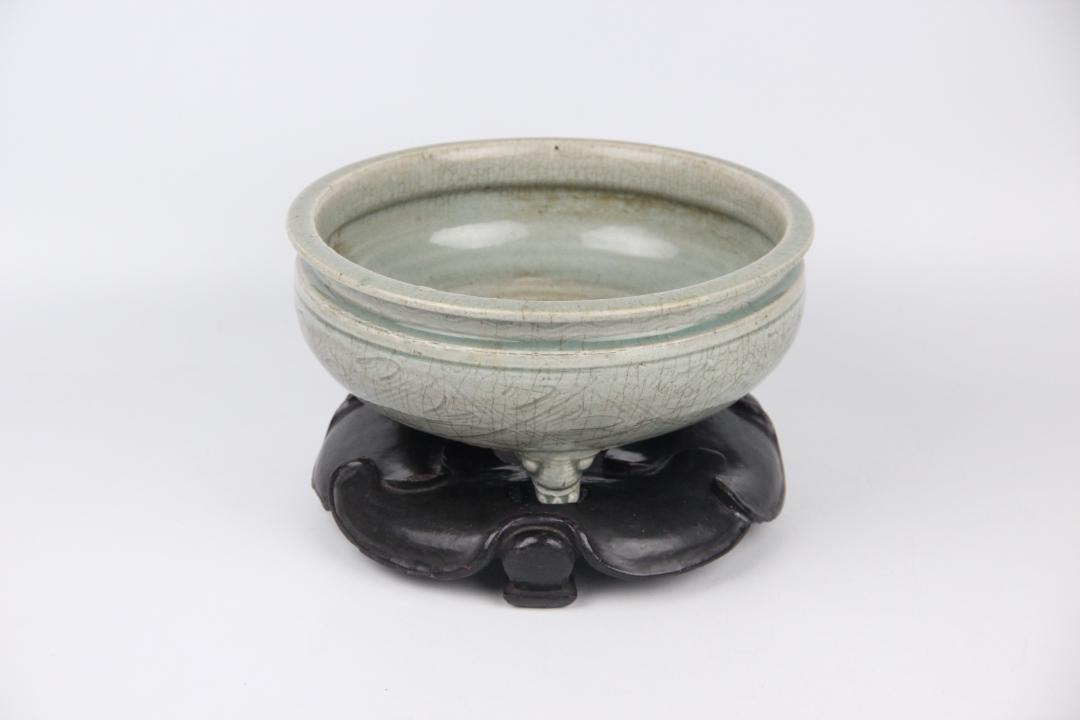 時代 天龍寺青磁 香炉 唐物 中国美術 七官青磁 大香炉 台付JL21-12 画像2