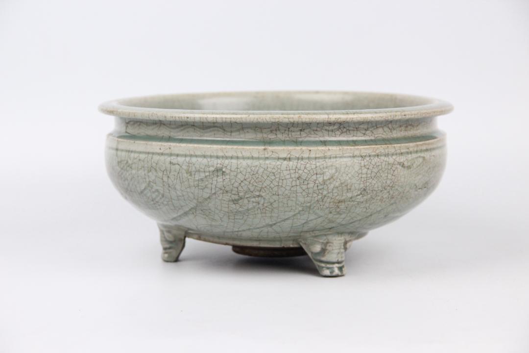 時代 天龍寺青磁 香炉 唐物 中国美術 七官青磁 大香炉 台付JL21-12 画像4