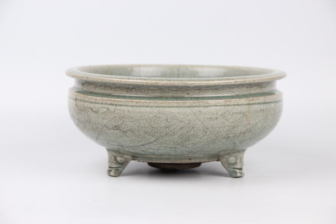 時代 天龍寺青磁 香炉 唐物 中国美術 七官青磁 大香炉 台付JL21-12 画像5