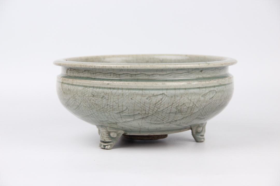 時代 天龍寺青磁 香炉 唐物 中国美術 七官青磁 大香炉 台付JL21-12 画像6