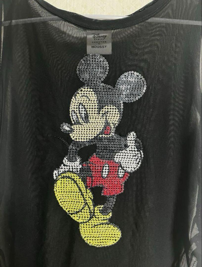 Disney × MOUSSY ミッキータンクトップ シースルータンクトップ